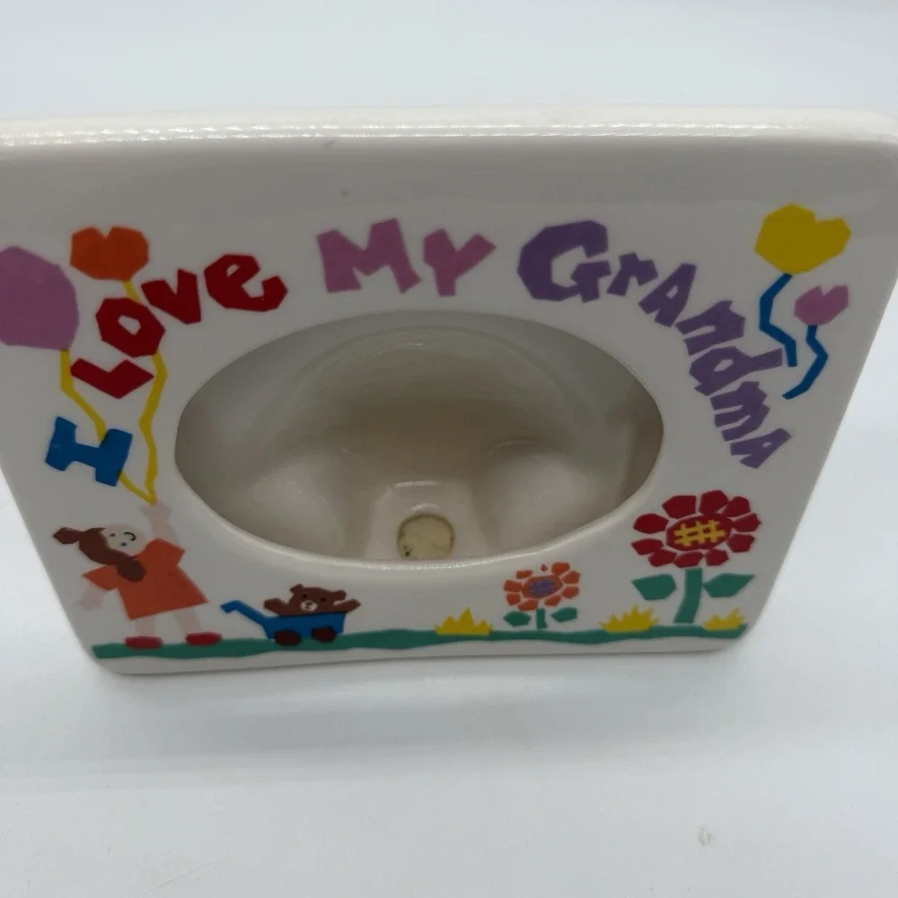 Vintage Russ Berrie Love My Grandma Ceramic Picture Frame Child Art